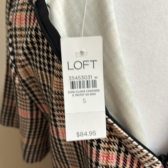 NWT Loft Plaid Ponte Button Pocket Shift Dress Size Small - Picture 7 of 9